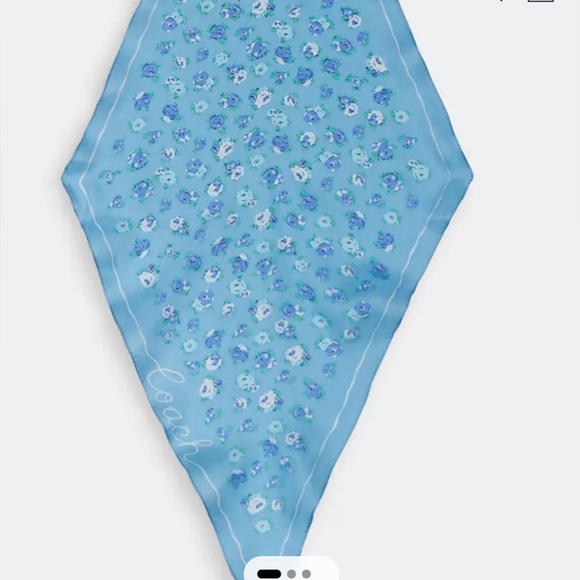 Coach silk scarf light blue floral - Picture 1 of 2